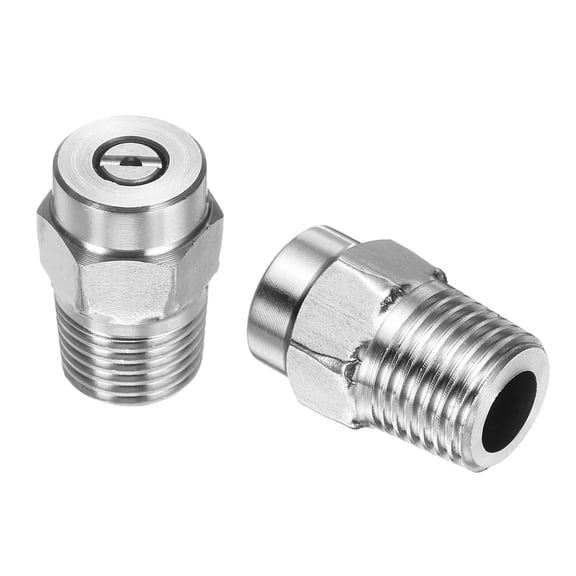 Uxcell 2pcs Surface Clean Tip 25 Degree 1/4 Inch NPT Male 1.514 Orifice 4000 PSI Stainless Steel Threaded Pressure Washer Spray Nozzles for Water gun Water Broom
