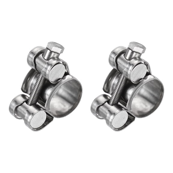 Uxcell 2pcs T-Bolt Hose Clamp 0.67-0.75" Adjustable Intake Radiator Pipe Clamps