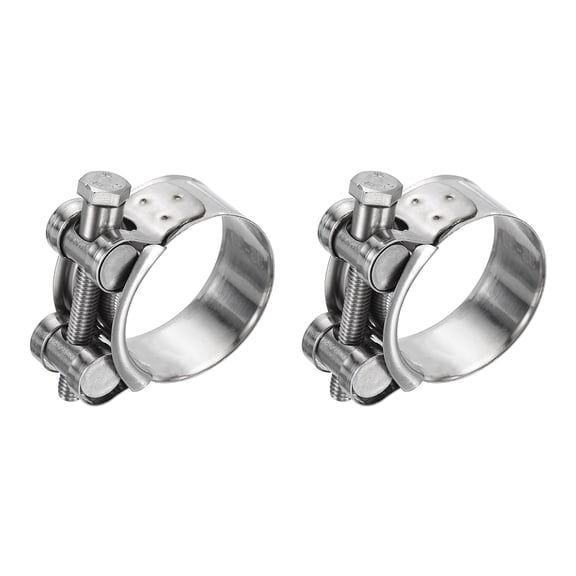 Uxcell 2pcs T-Bolt Hose Clamp 1.42-1.54" Adjustable Intake Radiator Pipe Clamps