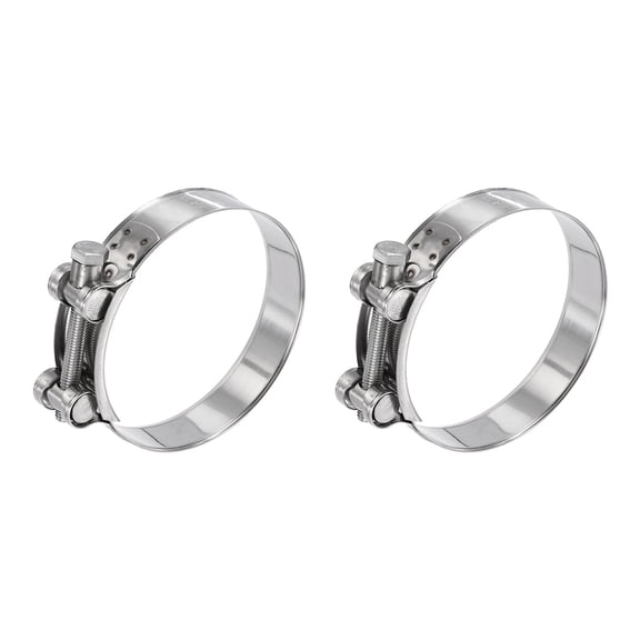 Uxcell 2pcs T-Bolt Hose Clamp 3.86-4.06" Adjustable Intake Radiator Pipe Clamps