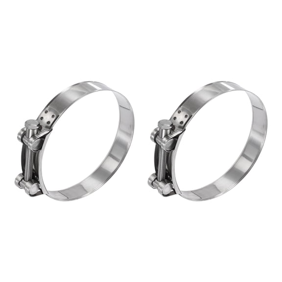 Uxcell 2pcs T-Bolt Hose Clamp 4.45-4.76" Adjustable Intake Radiator Pipe Clamps