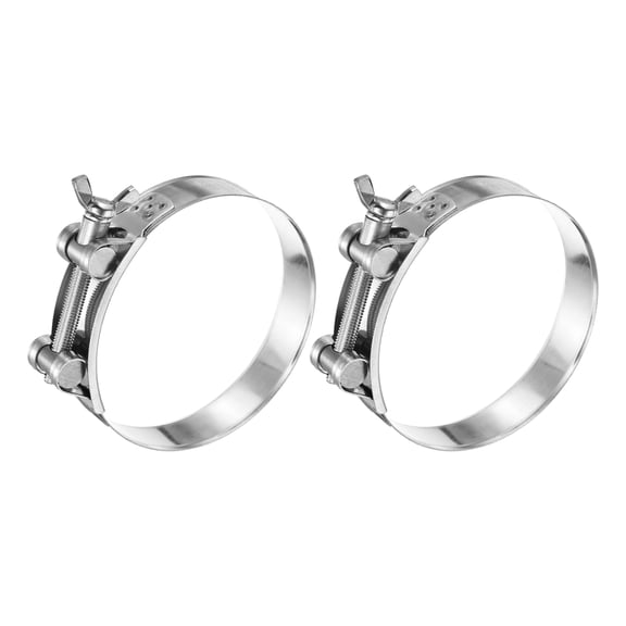Uxcell 2pcs T-Bolt Hose Clamps, 104-112mm (4.09"-4.41") Clamping Range, Stainless Steel Adjustable Intake Radiator with Handle Fuel Line Pipe Clamps for Automotive Plumbing Pipes