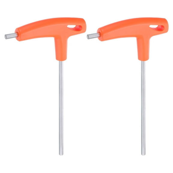 Uxcell 2pcs T-Handle Hex Key Wrench 5mm Metric CR-V T-Key Inner Hexagon Wrenches Spanner Repair Tool, Orange