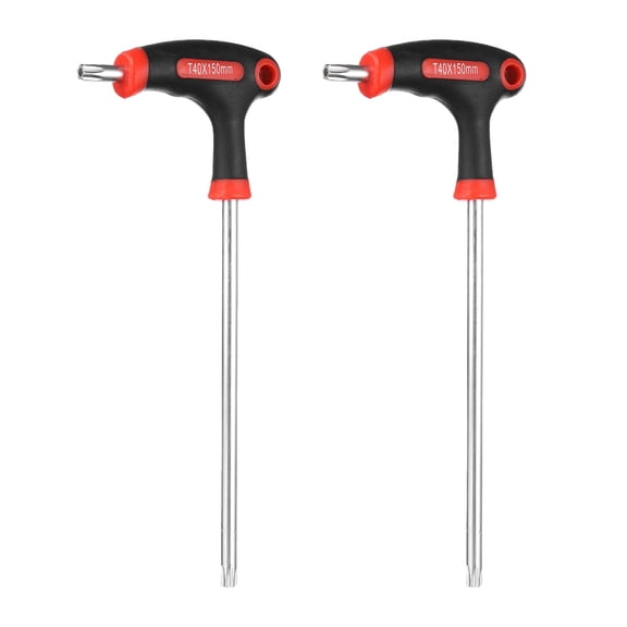 Uxcell 2pcs T-Handle Torx Key Wrench T40 CR-V Dual End T-Key Wrench Torx Screwdriver Hex Keys Tool for Automotive Household Maintenance, Red Black