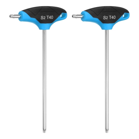 Uxcell 2pcs T-Handle Torx Key Wrench T40 S2 Steel Dual End T-Key Wrench Torx Screwdriver Hex Keys Tool for Automotive Household Maintenance, Blue Black