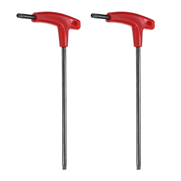 Uxcell 2pcs T-Handle Torx Key Wrench T45 Carbon Steel Dual End T-Key Wrench Torx Screwdriver Hex Keys Tool for Automotive Household Maintenance, Red