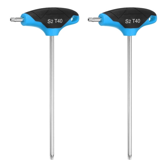 Uxcell 2pcs T-Handle Torx Key Wrench T45 S2 Steel Dual End T-Key Wrench Torx Screwdriver Hex Keys Tool for Automotive Household Maintenance, Blue Black