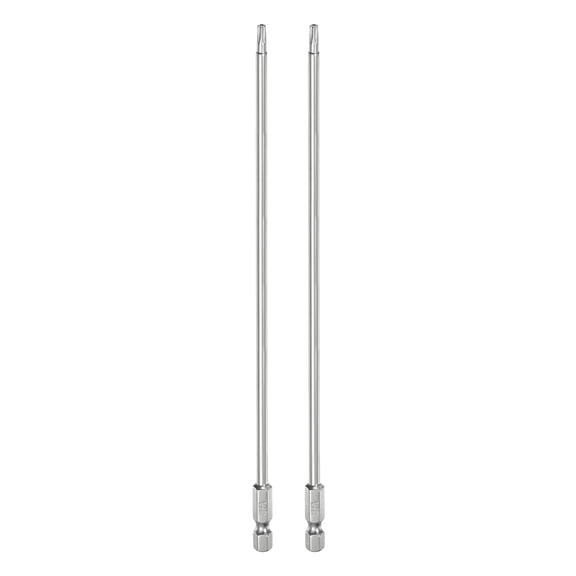 Uxcell 2pcs T15 Security Torx Bit 1/4" Hex Shank 8" S2 Steel Magnetic Tamper Resistant Star Bits Torx Head with Hole