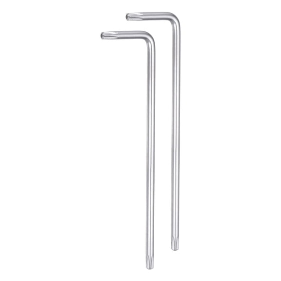 Uxcell 2pcs T15 Tamper Proof Torx Star Key Bit Wrench 3.7" Long Arm L-Shaped 6 Points Wrenches CR-V Hand Tool