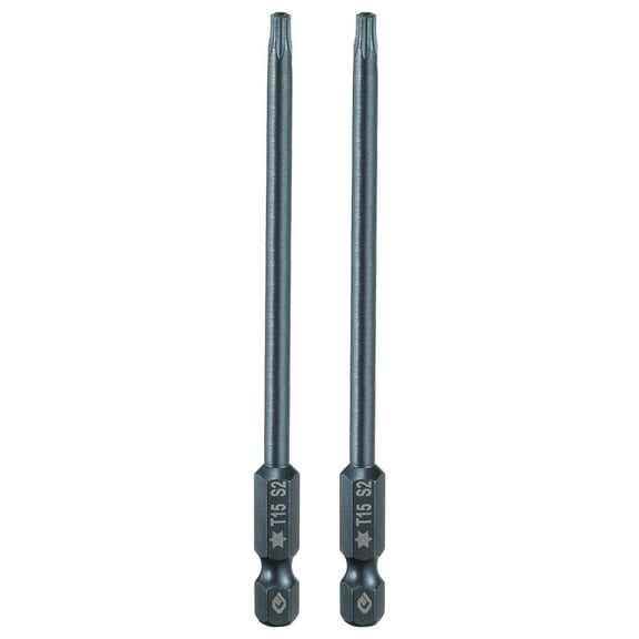 Uxcell 2pcs T15 Torx Screwdriver Bit 1/4" Hex Shank 4" Long S2 Steel Magnetic 6 Point Screw Driver Bits Industrial Grade Tamper Proof Star Drill Bits with No Hole Torx Head