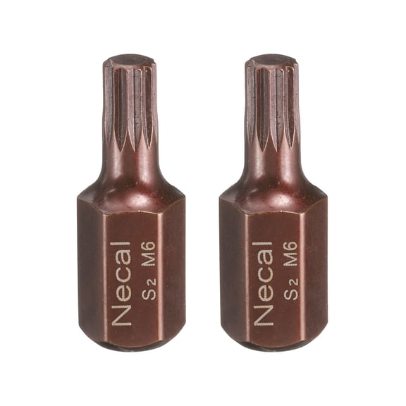 Uxcell 2pcs M6 Torx Screwdriver Bit 10mm Hex Shank 30mm Length Security Tamper Proof 12 Point Head Hex Bits S2 Steel Screw Driver Bit