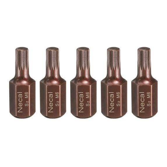 Uxcell 5pcs M6 Torx Screwdriver Bit 10mm Hex Shank 30mm Length Security Tamper Proof 12 Point Head Hex Bits S2 Steel Screw Driver Bit