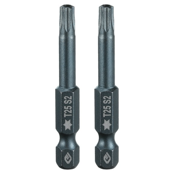 Uxcell 2pcs T25 Torx Screwdriver Bit 1/4" Hex Shank 2" Long S2 Steel Magnetic 6 Point Screw Driver Bits Industrial Grade Tamper Proof Star Drill Bits with No Hole Torx Head