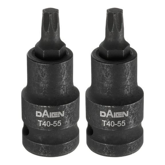 Uxcell 2pcs T40 Torx Bit Socket 55mm/2.17" Length 1/2" Square Drive Star 6 Point Extension Impact Bit Power Nut Driver Set S2 Steel Socket Ratchet Wrench Bits, Black