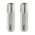 thumbnail image 1 of Uxcell 2pcs T40H Torx Screwdriver Bit 1/4" Hex Shank 25mm/1" Length Magnetic Star 6 Point Head Hex Bits S2 Steel Screw Driver Bit with Hole, 1 of 6