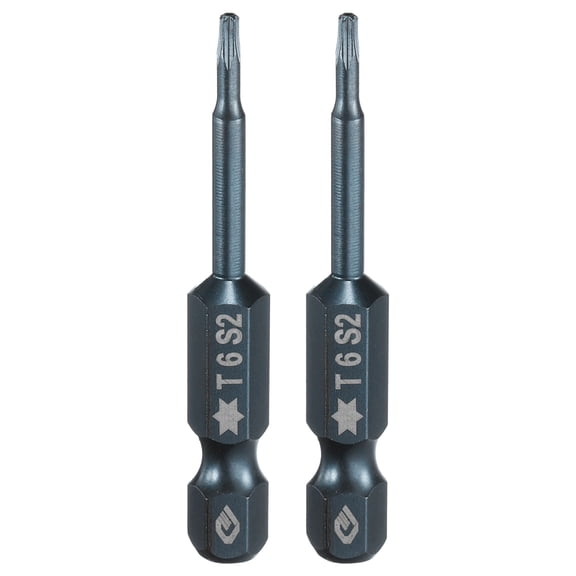 Uxcell 2pcs T6 Torx Screwdriver Bit 1/4" Hex Shank 2" Long S2 Steel Magnetic 6 Point Screw Driver Bits Industrial Grade Tamper Proof Star Drill Bits with No Hole Torx Head