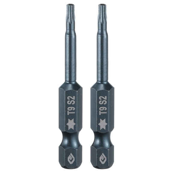 Uxcell 2pcs T9 Torx Screwdriver Bit 1/4" Hex Shank 2" Long S2 Steel Magnetic 6 Point Screw Driver Bits Industrial Grade Tamper Proof Star Drill Bits with No Hole Torx Head