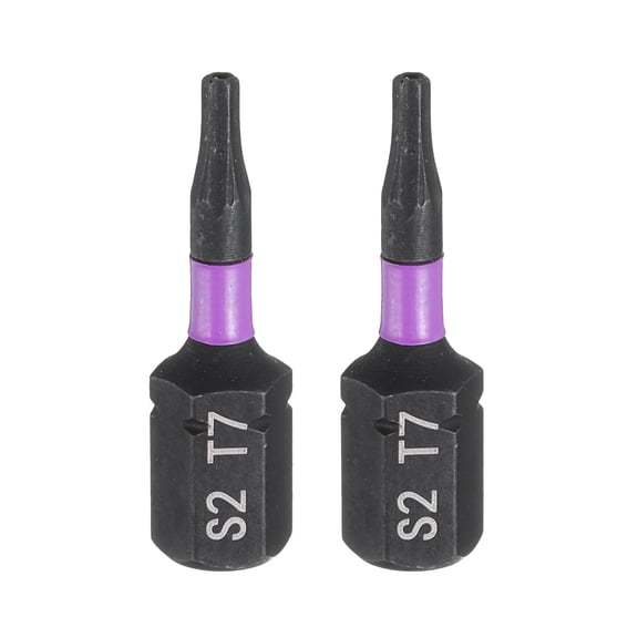 Uxcell 2pcs TT7 Torx Screwdriver Bit 1/4" Hex Shank 25mm/1" Length Magnetic Star 6 Point Head Hex Bits S2 Steel Screw Driver Bit with Hole Industrial Grade Electric Drill Bits