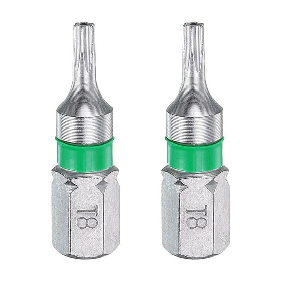 Uxcell 2pcs Torx Screwdriver Bit T8H 1/4" Hex Shank 25mm/1" Length Magnetic Star 6 Point Head Hex Bits S2 Steel Electric Screw Driver Bit with Hole Torx Head