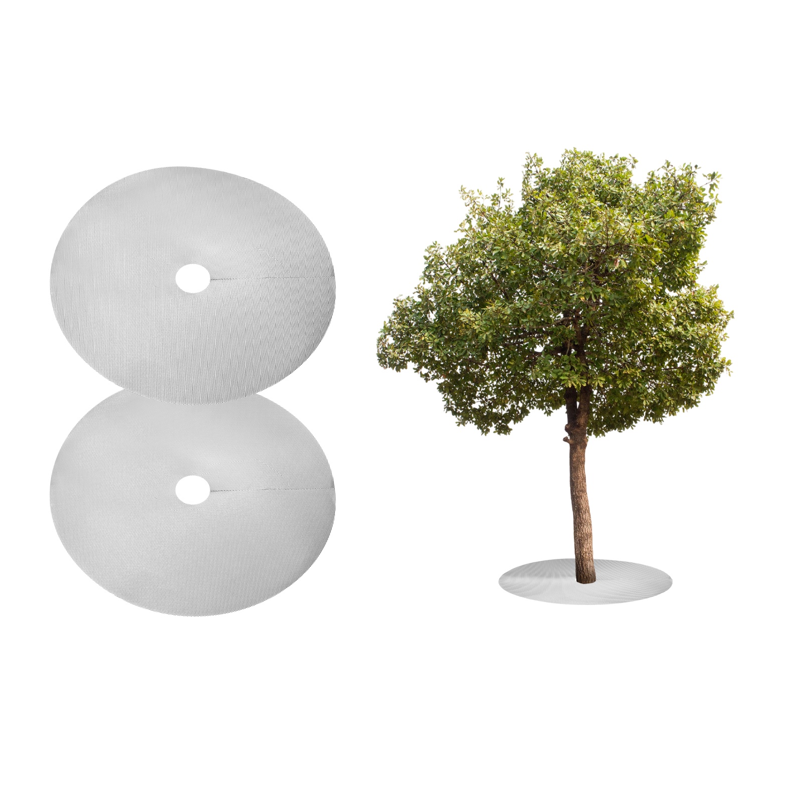 Uxcell 2pcs Tree Mulch Ring 32.3 Inch Non-Woven Round Tree Protector Weed Barrier Mat Plant Cover Rings for Weed Grass Control Root Protection, Silver