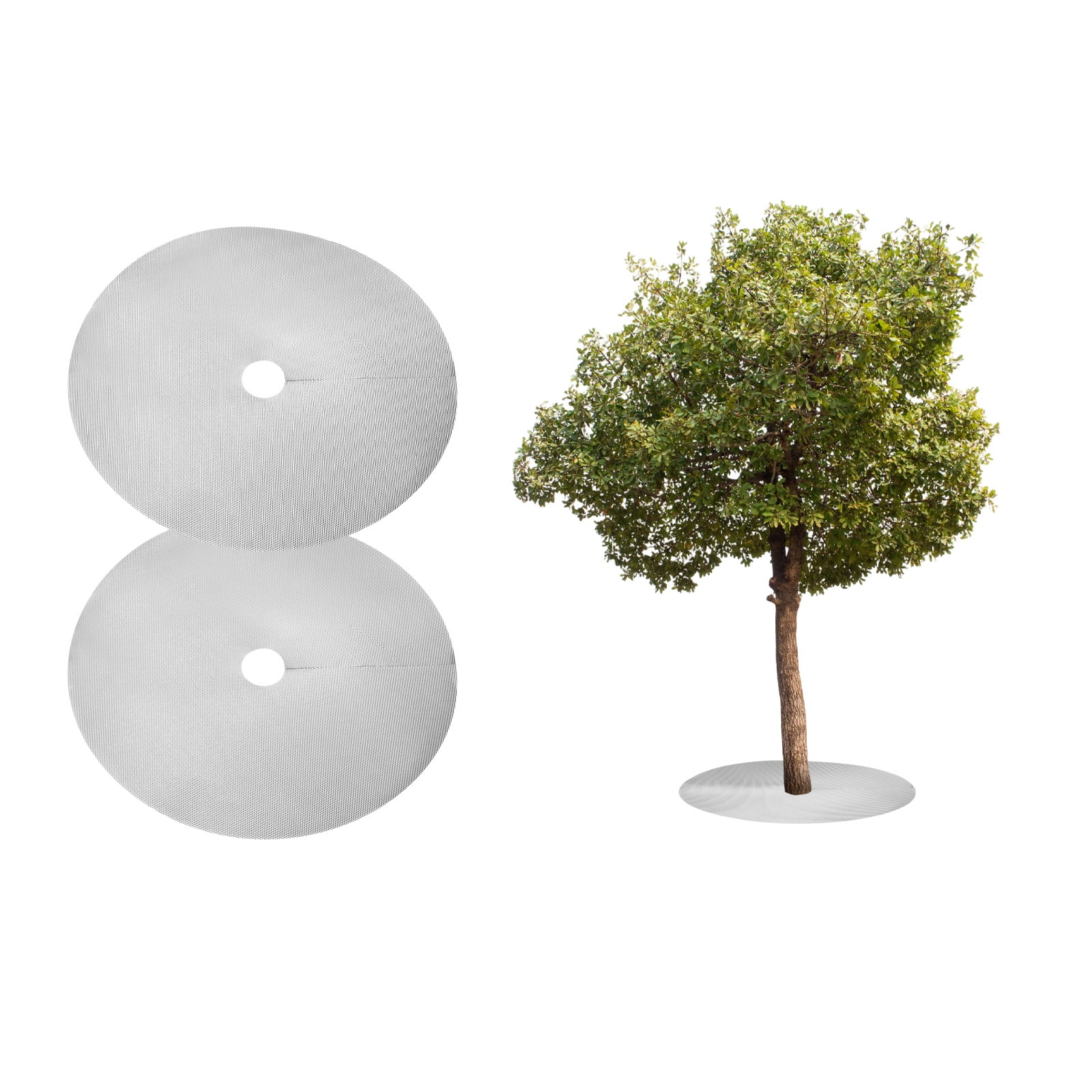 Uxcell 2pcs Tree Mulch Ring 40.2 Inch Non-Woven Round Tree Protector Weed Barrier Mat Plant Cover Rings for Weed Grass Control Root Protection, Silver