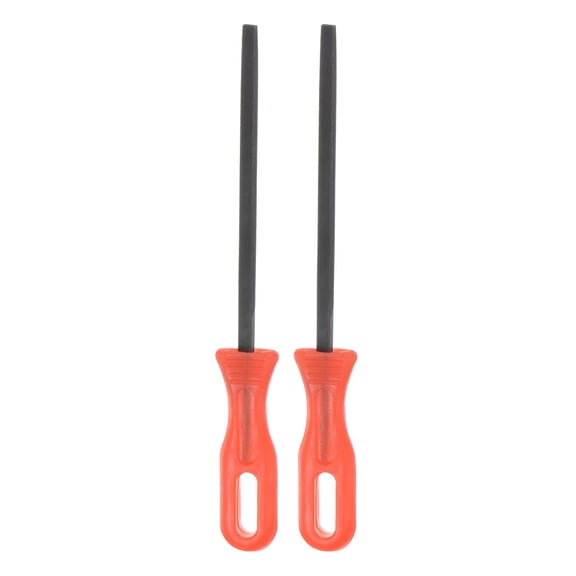 Uxcell 2pcs Triangular File 4" T12 Bearing Steel Cut Hand Rasp Files with Red Plastic Handle