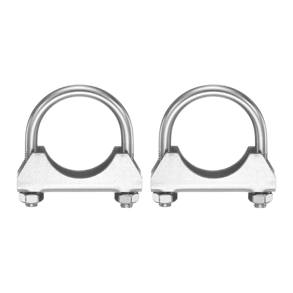 Uxcell 2pcs U Bolt Muffler Exhaust Clamp 45mm/1.77" 304 Stainless Steel U-Bolt Clamps Muffler Tip Hook Saddle Exhaust Clip for Tip Pipes Connection