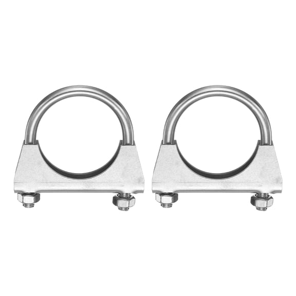 Uxcell 2pcs U Bolt Muffler Exhaust Clamp 51mm/2.01" 304 Stainless Steel U-Bolt Clamps Muffler Tip Hook Saddle Exhaust Clip for Tip Pipes Connection