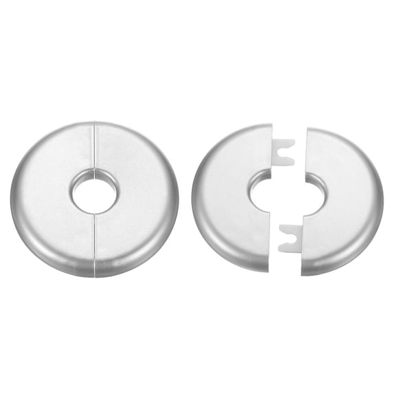 Uxcell 2pcs Wall Split Flange 17mm/0.7" Self-Adhesive Plumbing Cover Plates for Water Pipe Bathroom Kitchen Decoration,Silver Tone