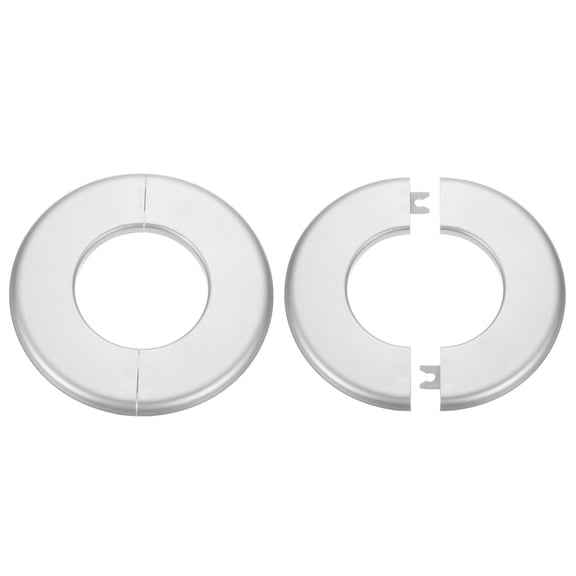 Uxcell 2pcs Wall Split Flange 64mm/2.5" Self-Adhesive Plumbing Cover Plates for Water Pipe Bathroom Kitchen Decoration,Silver Tone