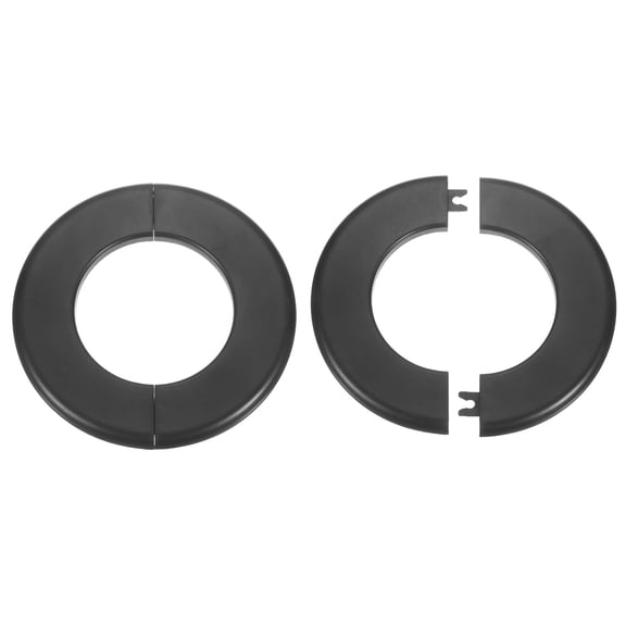 Uxcell 2pcs Wall Split Flange 78mm/3.1" Self-Adhesive Plumbing Cover Plates for Water Pipe Bathroom Kitchen Decoration,Black