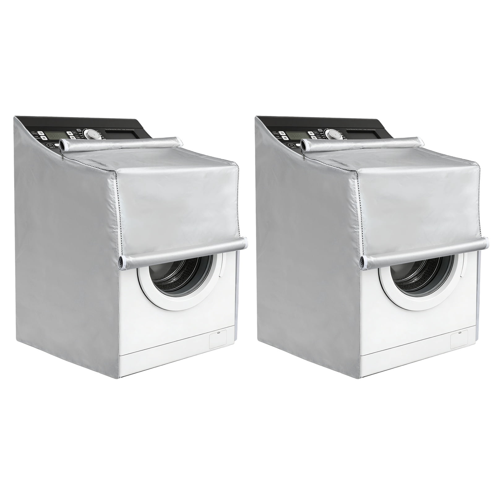 Uxcell 2pcs Washer and Dryer Covers (28"Wx29"Dx43"H) - Waterproof, Dustproof, Washer Machine Cover with Zipper Laundry Cover for Top Load and Front Load Washing Machine, Silver