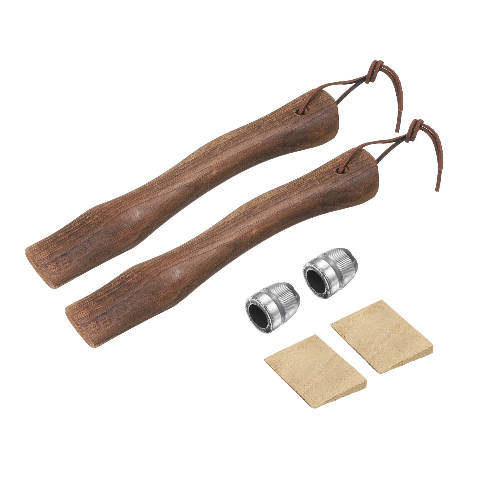 Uxcell 2pcs Wood Axe Handle Replacement 10.2" Universal Hickory Hatchet Handle with Wooden and Round Wedge for Camping Garden Axe