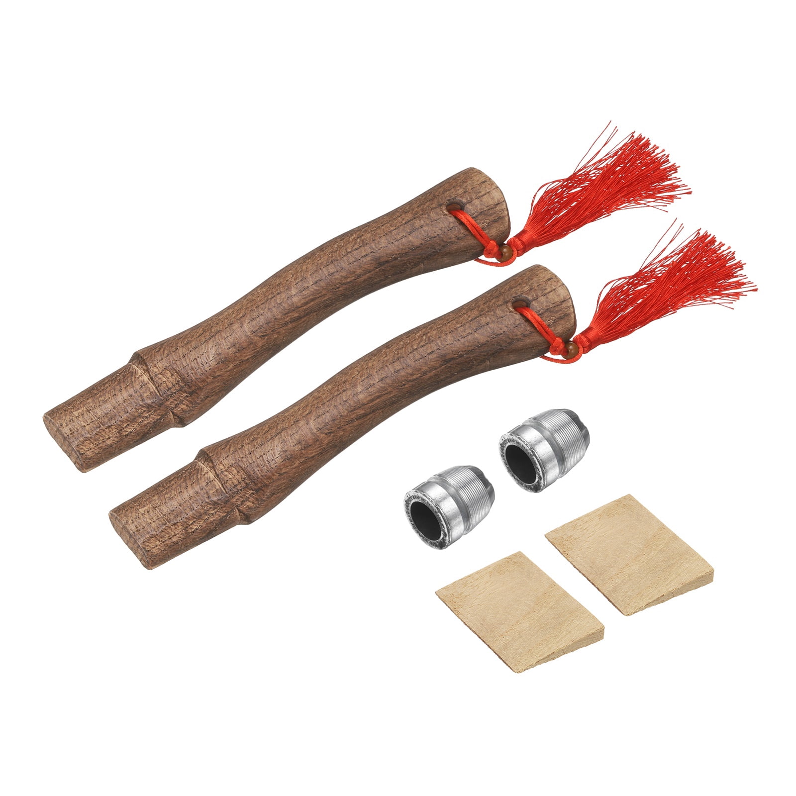 Uxcell 2pcs Wood Axe Handle Replacement 10.2" Universal Hickory Hatchet Handles with Round Wedges for Camping Gardening Axe