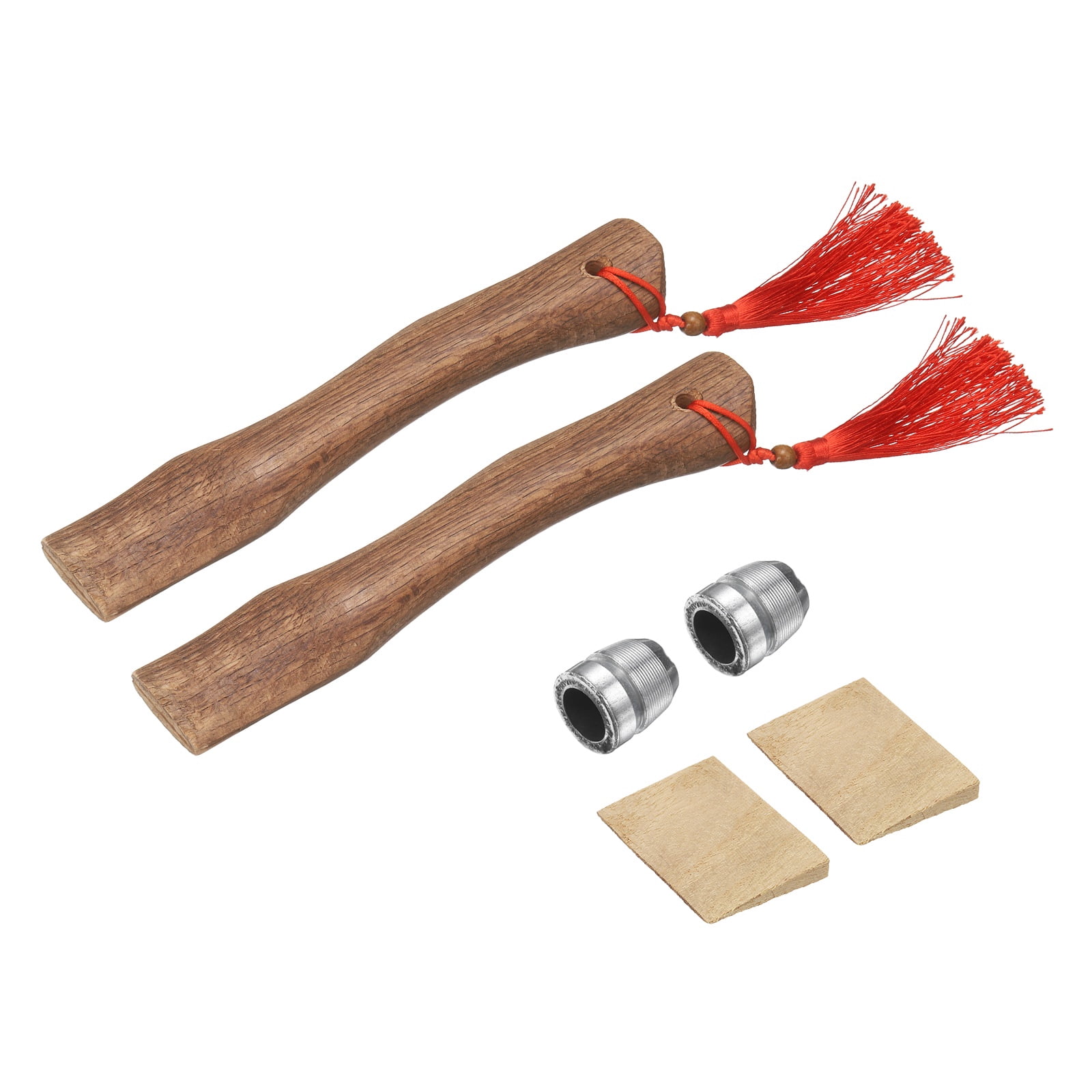 Uxcell 2pcs Wood Axe Handle Replacement 10.2" Universal Hickory Hatchet Handles with Wooden and Round Wedges for Camping Gardening Axe