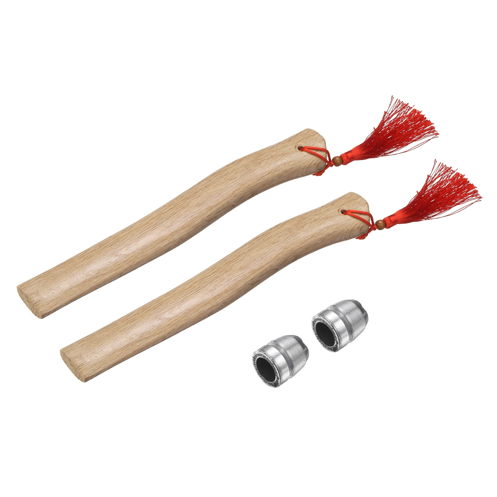 Uxcell 2pcs Wood Axe Handle Replacement 12.6" Universal Hickory Hatchet Handle with Round Wedges for Camping Gardening Axe