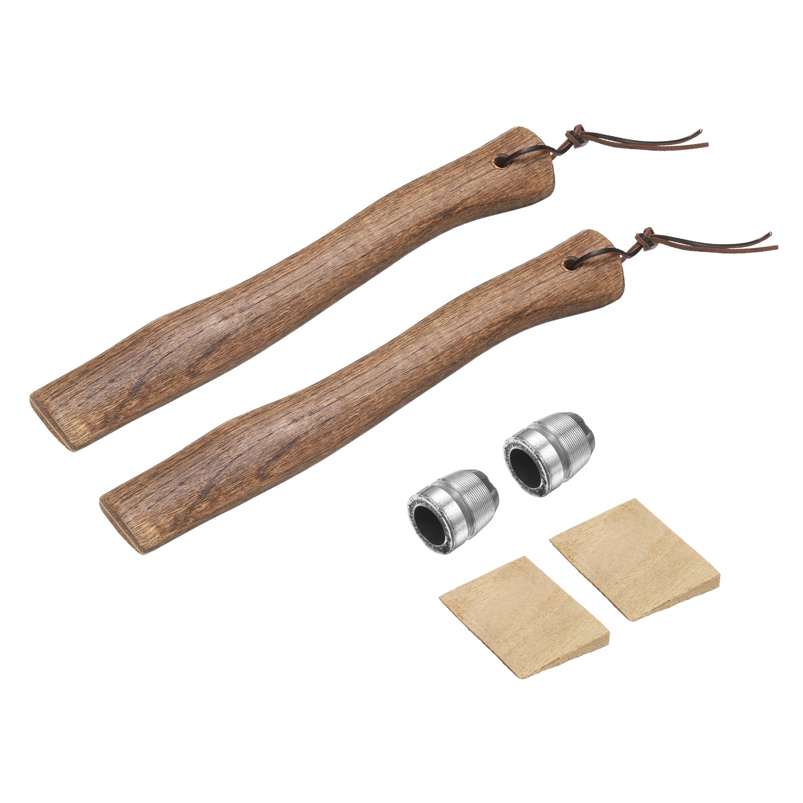 Uxcell 2pcs Wood Axe Handle Replacement 13" Universal Hickory Hatchet Handle with Wooden and Round Wedge for Camping Garden Axe