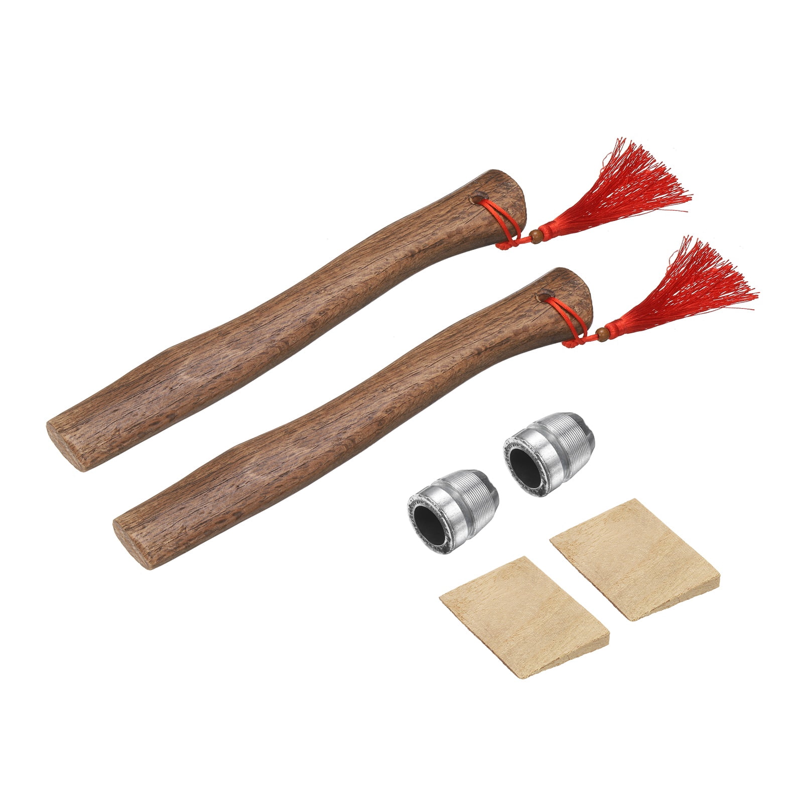 Uxcell 2pcs Wood Axe Handle Replacement 13" Universal Hickory Hatchet Handles with Wooden and Round Wedges for Camping Garden Axe