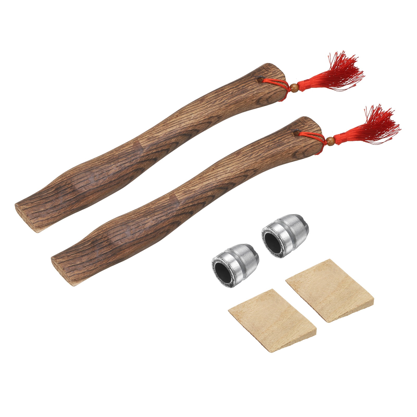 Uxcell 2pcs Wood Axe Handle Replacement 13" Universal Hickory Hatchet Handles with Wooden and Round Wedges for Camping Gardening Axe
