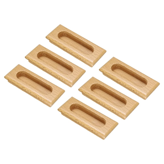 Uxcell 2pcs Wood Recessed Concealed Handle 3.46"x1.38"x0.59" Door Pulls Rectangle