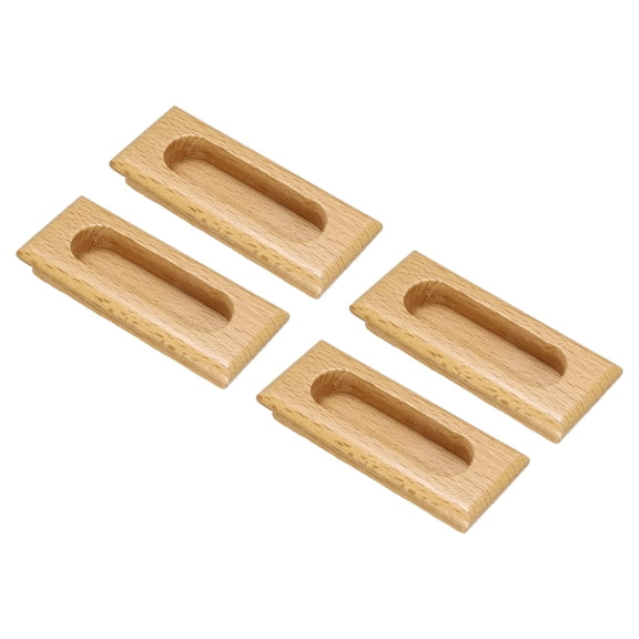 Uxcell 2pcs Wood Recessed Concealed Handle 3.46"x1.38"x0.59" Painted Pulls Rectangle