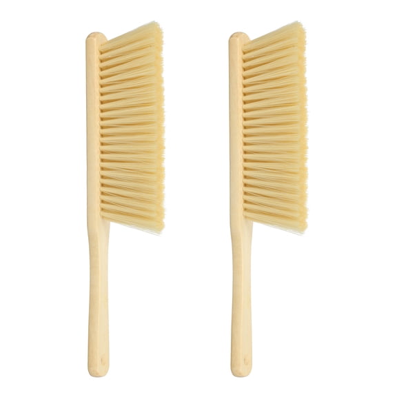 Uxcell 2 Pcs Wooden Dust Brush, 14" Hand Broom Cleaning Brush Soft Bristle Yellow