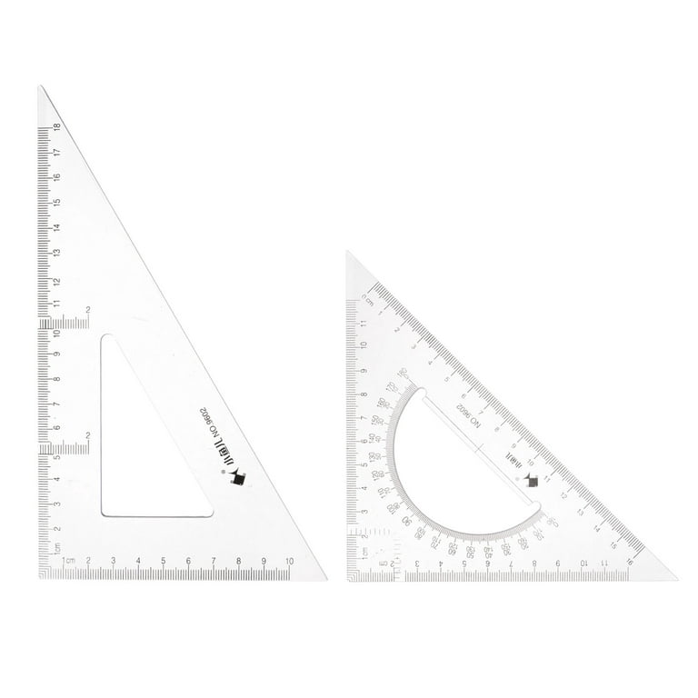 Transparent Durable Plastic Triangle Ruler Set 45/90 Degrees And 30/60  Degrees 2