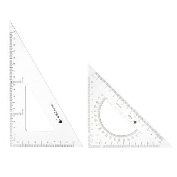 Uxcell 2piece Triangle Ruler Square Set 18cm, 16cm 30/60 and 45/90 Degrees Measuring Tools, Transparent