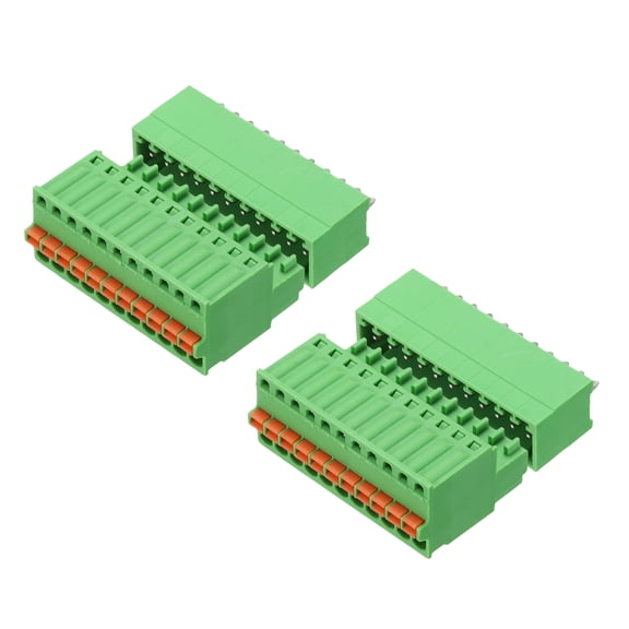 Uxcell 2set 2.5mm 0.1" Pitch PCB Terminal Block Connector 11 Pin Straight Pin Male Female Pluggable Quick PCB Wiring Terminals for 27-20AWG Cable Mechanical Equipment, Green