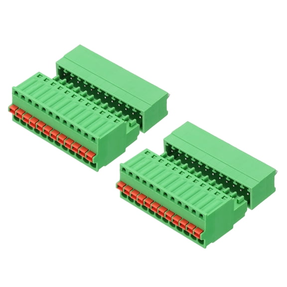 Uxcell 2set 2.5mm 0.1" Pitch PCB Terminal Block Connector 12 Pin Straight Pin Male Female Pluggable Quick PCB Wiring Terminals for 27-20AWG Cable Mechanical Equipment, Green