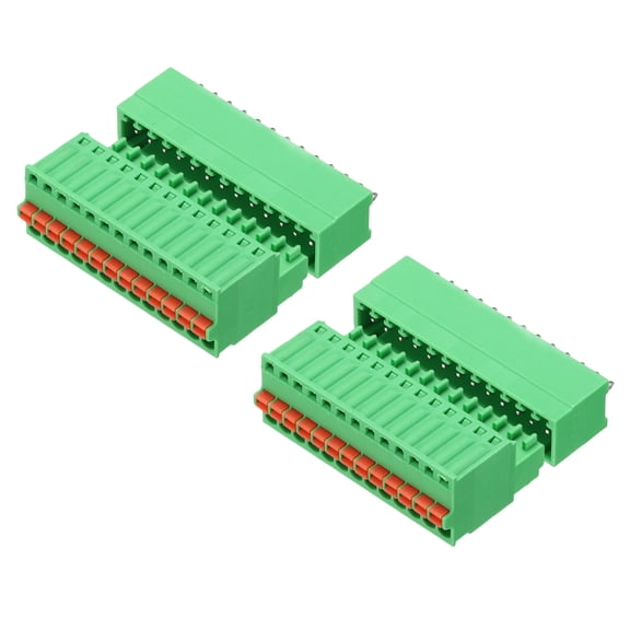 Uxcell 2set 2.5mm 0.1" Pitch PCB Terminal Block Connector 13 Pin Straight Pin Male Female Pluggable Quick PCB Wiring Terminals for 27-20AWG Cable Mechanical Equipment, Green