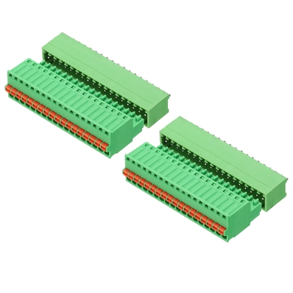 Uxcell 2set 2.5mm 0.1" Pitch PCB Terminal Block Connector 18 Pin Straight Pin Male Female Pluggable Quick PCB Wiring Terminals for 27-20AWG Cable Mechanical Equipment, Green