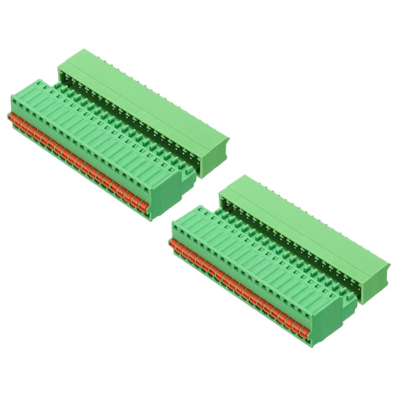 Uxcell 2set 2.5mm 0.1" Pitch PCB Terminal Block Connector 20 Pin Straight Pin Male Female Pluggable Quick PCB Wiring Terminals for 27-20AWG Cable Mechanical Equipment, Green