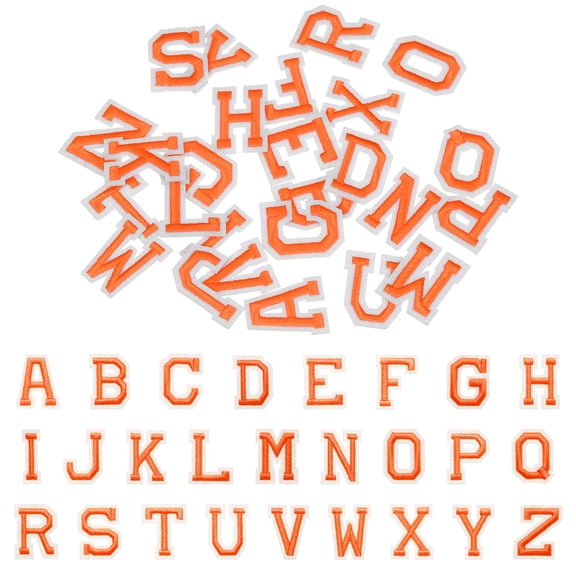 Uxcell 2set Iron on Letter Patches Set, 1.4" Alphabet A-Z Embroidered Fabric Applique Sew on Patches Kit with Ironed Adhesive 26 Letter for Repair Clothes Jacket Dress Sock Jean, Orange